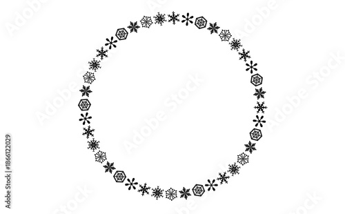 雪の結晶の丸いフレーム　②