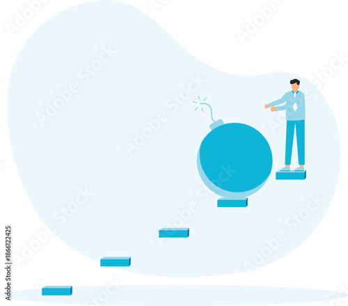 Anxiety, stressed or anger emotion, mental problem or depression, exhaustion or overworked concept
