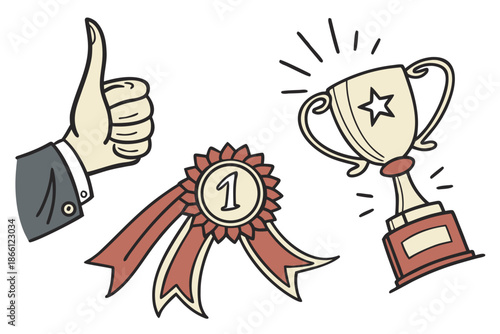 Celebrating achievements isolated on white background, Vector