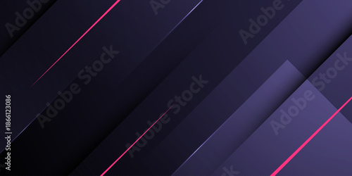 Abstract dark banner background with papercut pattern texture design. Overlap shapes futuristic background style.
