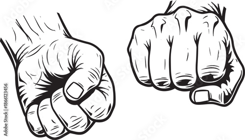 clenched fists in different positions