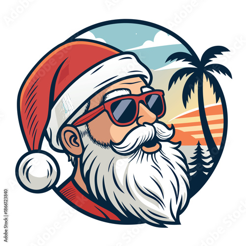Santa Hat Summer Joke Travel Illustra
