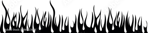 Flame fire border frame silhouette template vector illustration. Black and white fireplace icons. 