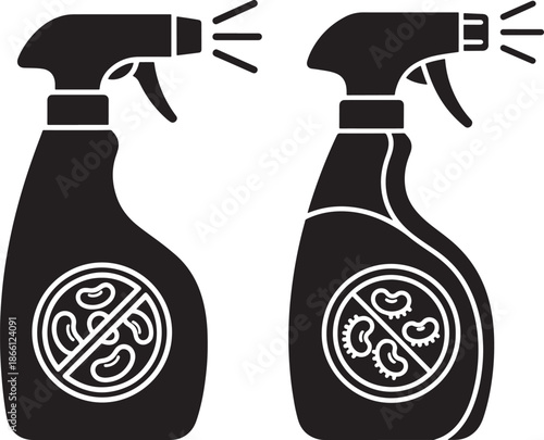Two pest control spray bottle silhouettes