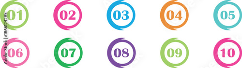 Modern colorful numbers button set. Number infographic circle from one to twelve. Number circles set1 to 10 . Set of Round 1-10 numbers icon for education.