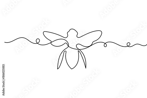 Bee continuous one line drawing and minimalist style isolate outline vector illustration