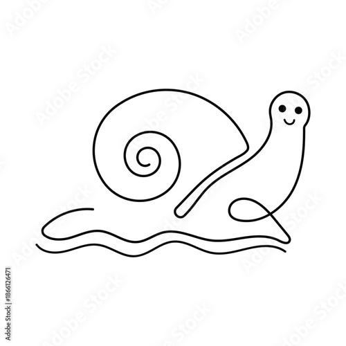 Simple and minimalist, elegant snail line art hand drawing design.