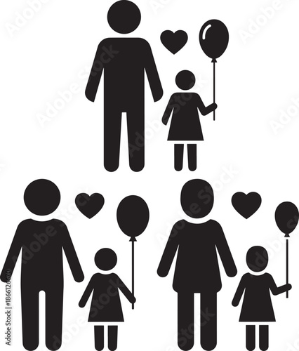Family silhouette love balloon person icon symbol