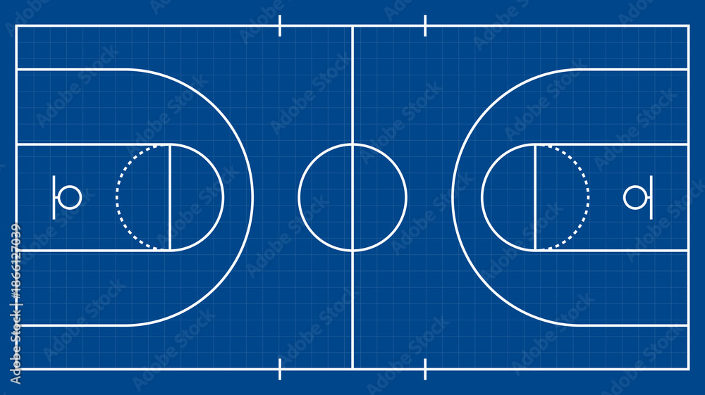 © natrot - Clean basketball court line diagram with full markings and blueprint-style layout, suitable for coaching materials, sports graphics, strategy planning, and educational designs. © natrot - Clean basketball court line diagram with full markings and blueprint-style layout, suitable for coaching materials, sports graphics, strategy planning, and educational designs.