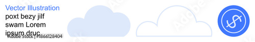 Technology, cloud storage, financial services, digital transactions, online accessibility, IT solutions. Minimalistic cloud shapes and a dollar sign. Technology and financial services conceptual