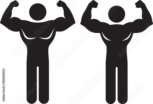 Muscle silhouette bodybuilder fitness strong and healthy