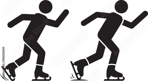 Ice skater silhouette sports in action pictogram