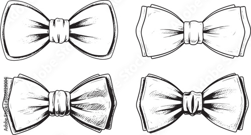 hand drawn bow tie illustrations in various styles