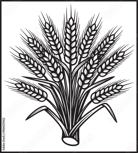 blackandwhite illustration of wheat ears
