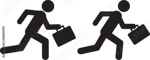 Silhouette of business people running with briefcase