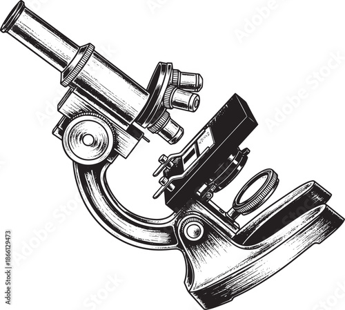 black and white microscope drawing