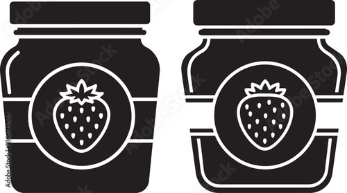 Strawberry jam jar silhouette for sweet preserve