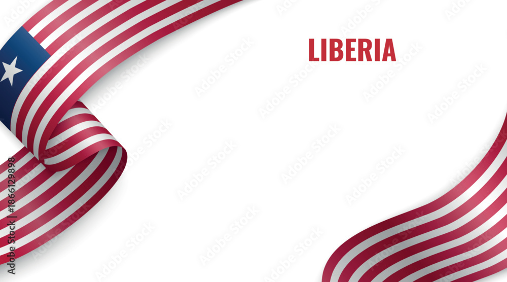 Obraz premium Liberia Flag Ribbon Celebration Banner Design