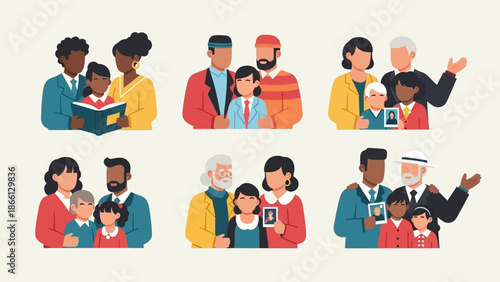 Diverse Families with Children and Adults Together.