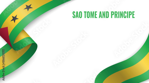 Sao Tome and Principe Flag Ribbon Celebration Banner Design