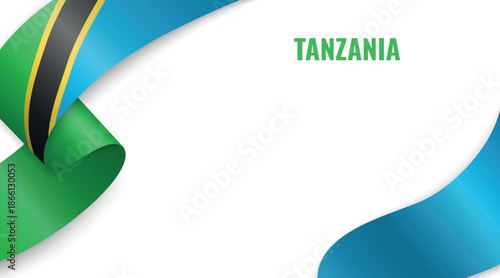 Tanzania Flag Ribbon Celebration Banner Design