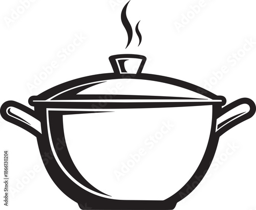 steaming cooking pot with lid and handles