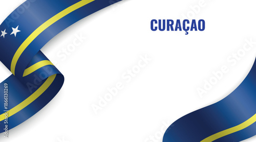 Curacao Flag Ribbon Celebration Banner Design