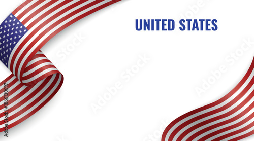 United States Flag Ribbon Celebration Banner Design