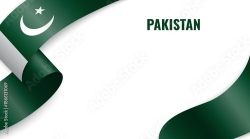 Pakistan Flag Ribbon Celebration Banner Design