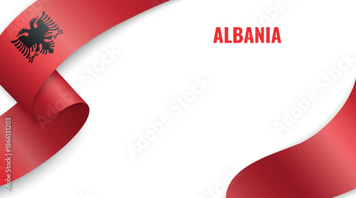 Albania Flag Ribbon Celebration Banner Design