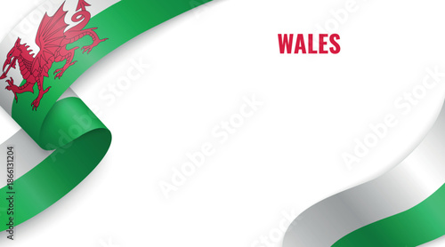 Wales Flag Ribbon Celebration Banner Design