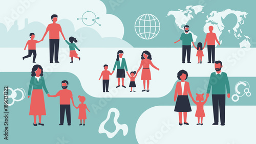 Diverse Family Units Holding Hands Together.