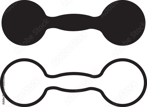 Set of dumbbell gym icons, collection of fitness weight training symbols, group of flat line vector illustrations, add barbell, workout, exercise, strength equipment, black icon