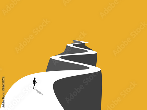 Businessmen on a winding hillside road. Vector