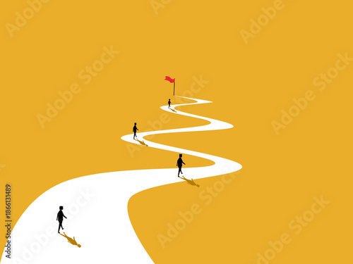 businessman was walking at the back of the race