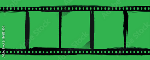 Set of  vertical film strip mockup templates featuring a subtle checkered pattern and rough grunge edges on a dark background. Each layout has a worn, printed look with distressed borders and halftone