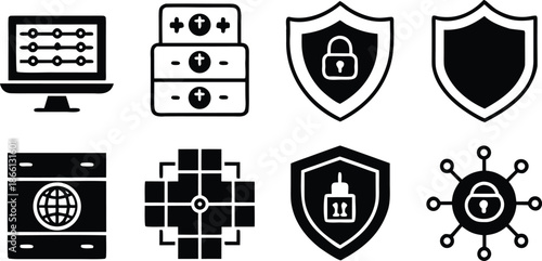 Cybersecurity and data protection icons