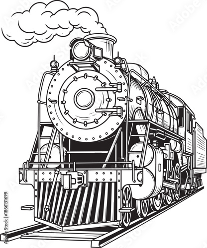 vintage steam locomotive engine on railroad tracks