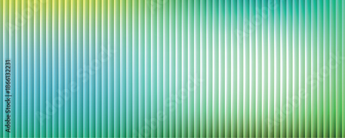 Abstract background with vertical stripes creating a smooth gradient transition from green to blue tones. Clean modern design with depth and rhythm, adding a fresh and energetic visual feel.