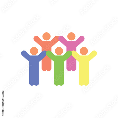 Community flat icon representing people connection, teamwork, and social groups. Clean flat design ideal for community platforms, social networks, nonprofit projects, websites, apps, dashboards, and m