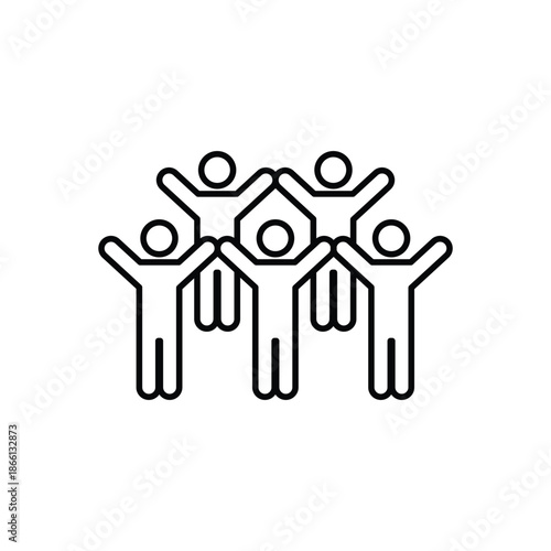 Community line icon representing people connection, teamwork, and social groups. Clean outline design suitable for community platforms, social networks, nonprofit projects, websites, mobile apps, dash