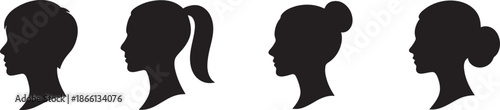 Sign of several female silhouettes icon for women group, community and profile design.