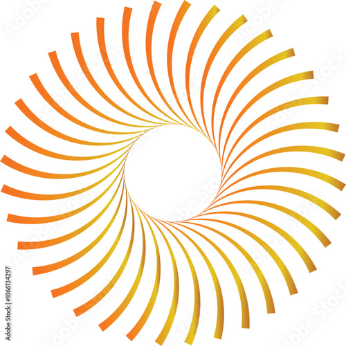 Abstract Orange and Yellow Spiral Circular Pattern on White Background