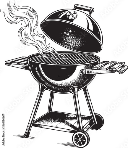illustration of a barbecue grill with smoke coming out