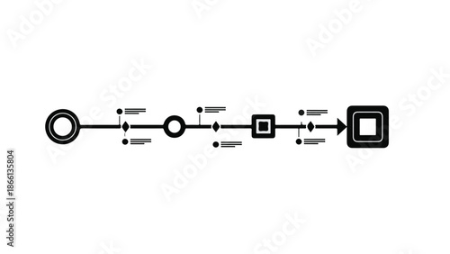 Abstract timeline with connecting nodes and information points