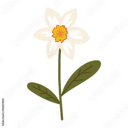 Flower element, Plant vector illustration, Digital flower design, Abstract floral item vector