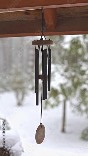 Minimalist Winter Porch Decor With Softly Swaying Chimes Enhances Cozy Seasonal Environment