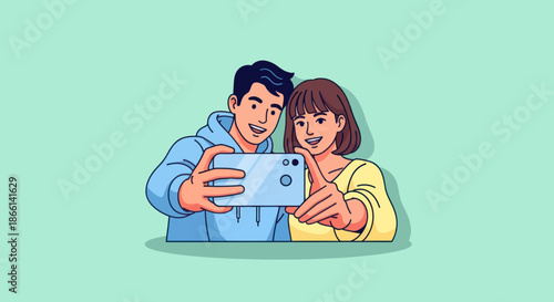 Couple taking a selfie with a smartphone