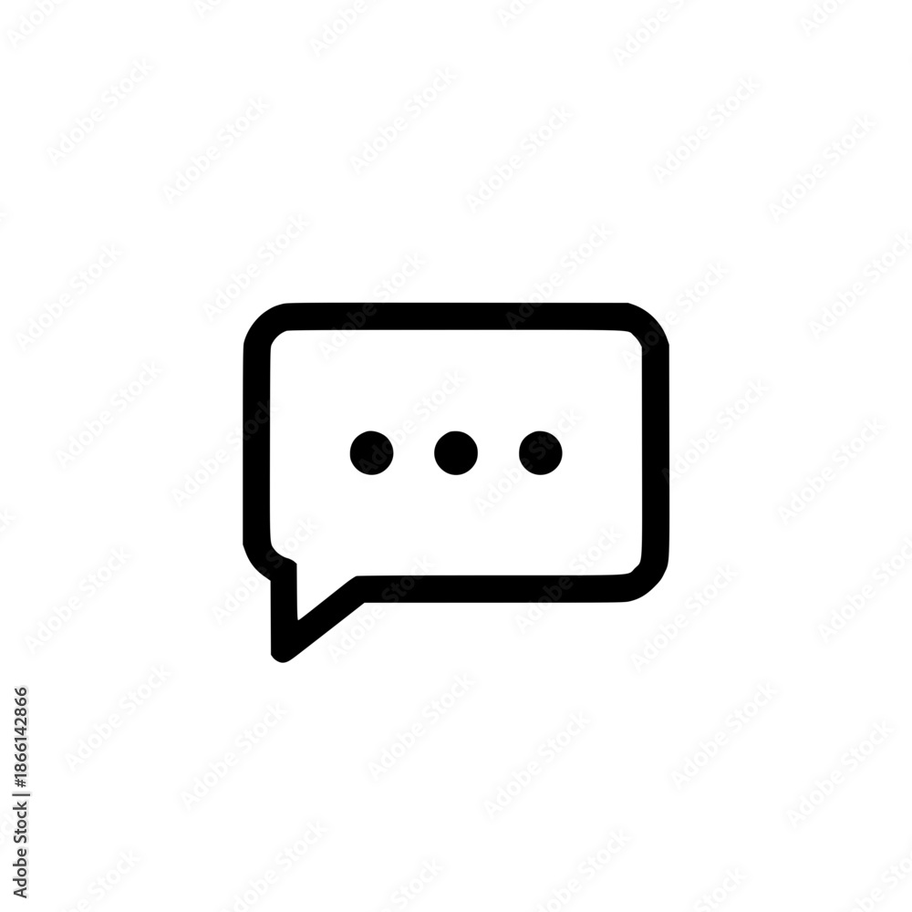 Naklejka premium Simple chat speech bubble vector illustration with three dots, flat design