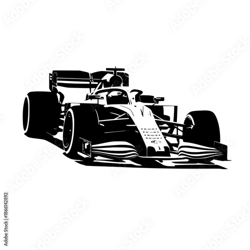 Black silhouette of a speeding race car vector illustration